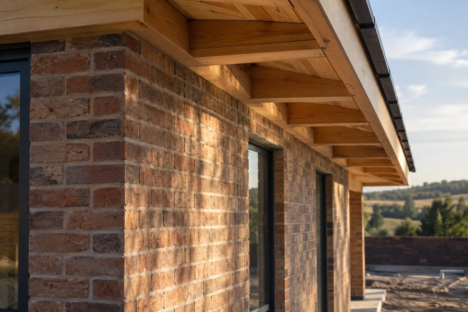 Illustrative brickwork and timber roof detail